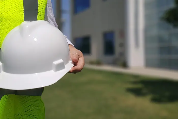 Lagerarbeiter mit Schutzhelm