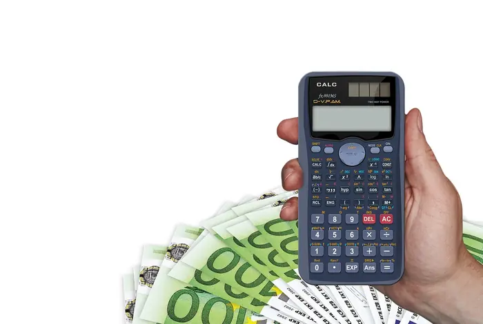 A calculator and financial statements