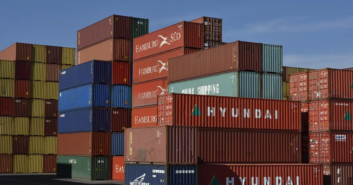 Containers awaiting customs inspection at the port