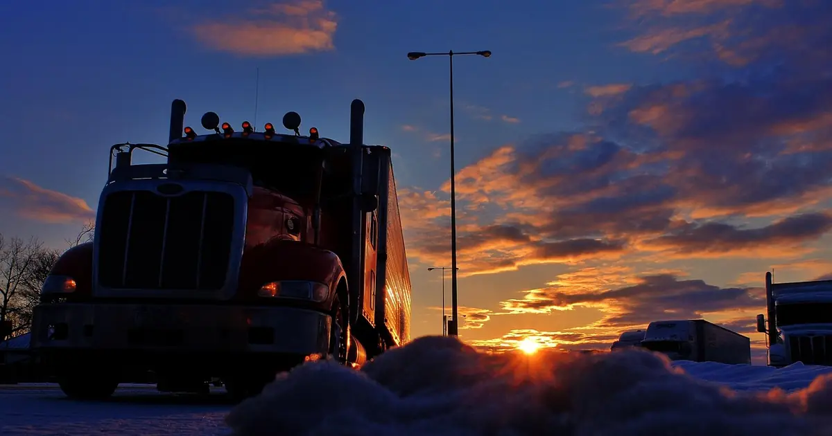 Lkw-Schlange am Grenzübergang