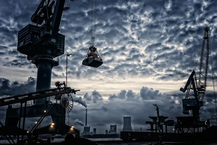 Cargo being unloaded from a container