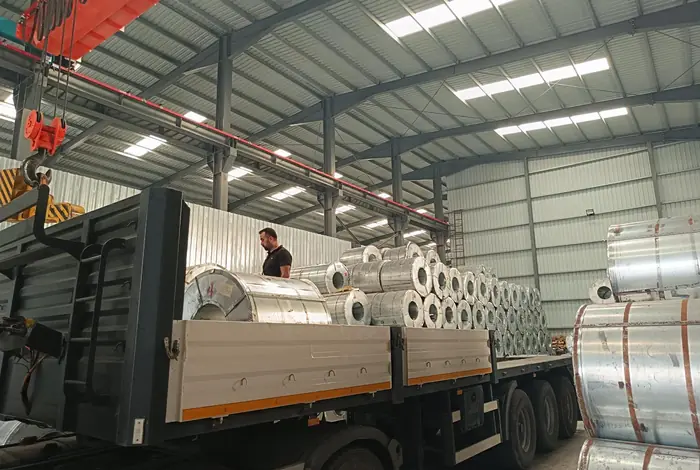 A shot taken while loading from the warehouse onto a truck